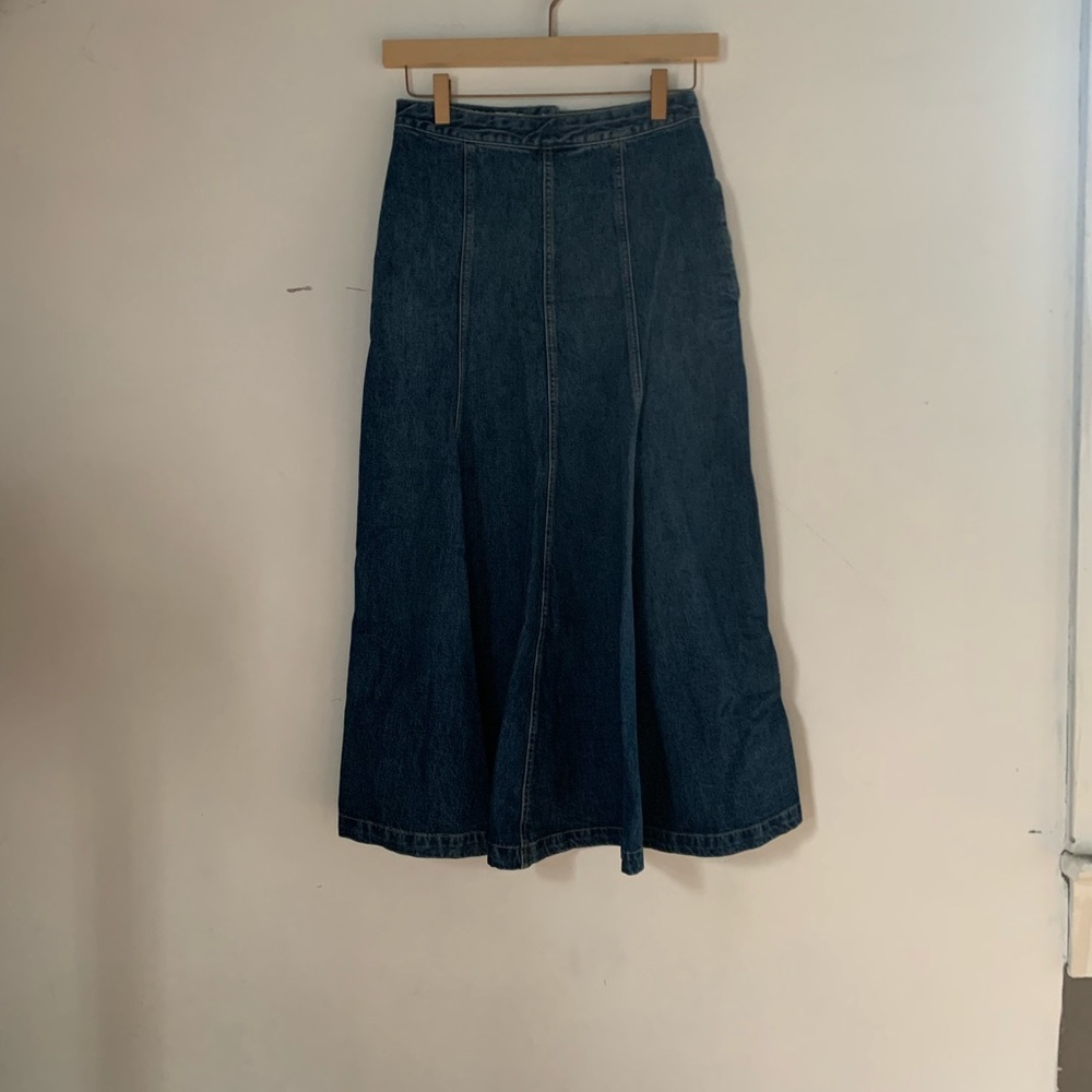 Dark Blue Denim Maxi Skirt